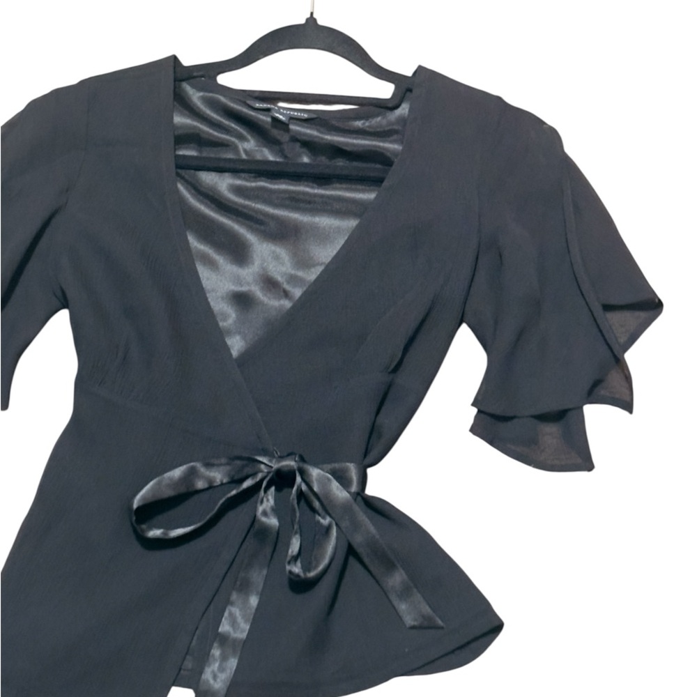 100 % Silk Banana Republic Black Wrap Blouse
